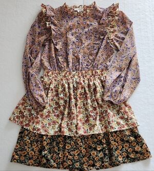 Free the Roses Floral Dress in Pink And Purple Size Small Flowy Cottagecore
